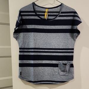 P2P 20" Striped Gray and Blue T-Shirt with Pocket